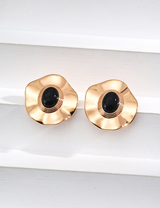 RXY Silver Onyx Shell Earrings - RXYjewelry